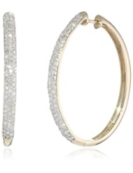 14k Gold Oval Pave Diamond Hoop Earrings (1 cttw, H-I Color, I1-I2 Clarity)