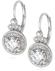 Sterling Silver Swarovski Zirconia Round Antique Earrings