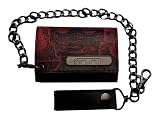 WAL83 Tool Red Face Parabola Trifold Leather Wallet With Chain