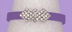 Bracelet - B300 - Crystal Triple Diamond - Designer Inspired - Adjustable Jelly Band ~ Purple
