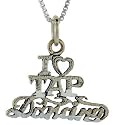 Sterling Silver "I Love Tap Dancing" 1" (25 mm) wide Talking Charm.