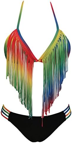 Agatha Garcia Women's Gradient Rainbow Long Fringe Bikini