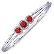 14K White Gold Encompassing Chatham Ruby and Diamond Bangle Bracelet