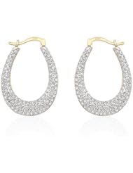 14k Gold and White Gold Rhodium Bonded to .925 Sterling Silver Pavè Horseshoe Hoops with Round Cut Clear Crystals in Tutone