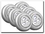 Sylvania Dot-It Self-Adhesive Bright White LED Light, Silver, 6-PACK
