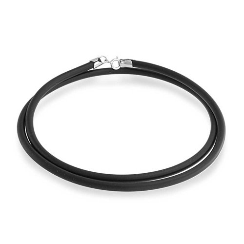Bling Jewelry Black Rubber Cord Necklace with Silver Plated Clasp