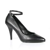 4 Inch Sexy Classic Pump Shoes Ladies High Heel Shoes Evening Shoes Ankle Strap Black by 