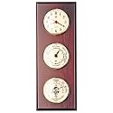 Brass Quartz Clock, Tide Clock & Barometer/Thermometer on Oak Weather Station