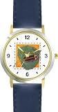 Bug, Beetle or Insect on Leaf - from Hush Little Baby by Artist: Sylvia Long - WATCHBUDDY&Acirc;&reg; DELUXE TWO-TONE THEME WATCH - Arabic Numbers - Blue Leather Strap-Size-Women's Size-Small