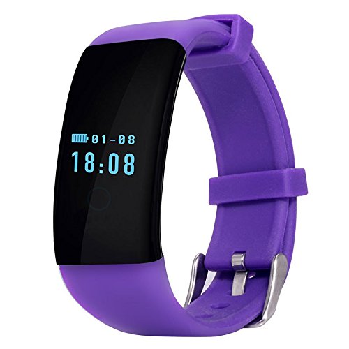 KASSICA Fitness Tracker Step Walking Distance Calorie Counter Bluetooth Smart Bracelet Activity Wristband With Heart Rate Monitor For IOS Android Devieces Samsung Iphone Smartphone (Purple)