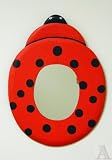 Ladybug Colored Shaped Glass Mirror Black & Red Dots