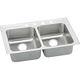 Elkay LRAD3319604 4-Hole Gourmet Lustertone 33-Inch x 19-1/2-Inch Self Rimming Double Basin Stainles