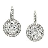 Round & Pave Diamond Earrings 3.78cttw EGL F-G/SI1-SI2