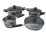 aluminium non-stick sauce pot set with stone vein