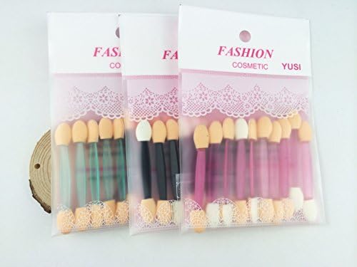 OPCC 60 Pcs Disposable Eyeshadow Brush Applicator Dual Sided Oval Sponge Tipped Makeup Tool（Pink，Light blue，Black）