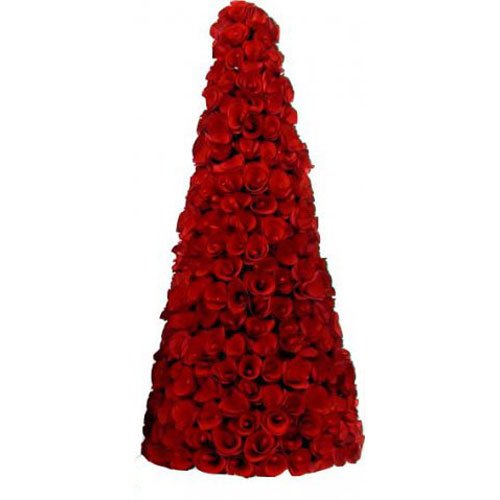 Wood Curl Topiary - Red -19"