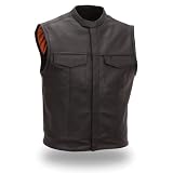 First Mfg Men's Concealed Snaps Scooter Collar Clean Look Vest FIM640CSL