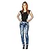 Suko Jeans Skinny Jeans for Women with Faux Leather side panel and pockets