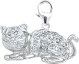 14k Gold Diamond Cat Charm (1/10 cttw)