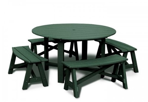 VIFAH V1094SET3-G Outdoor 5-Piece Dining Set with Table and 4 Bench Seats, Green