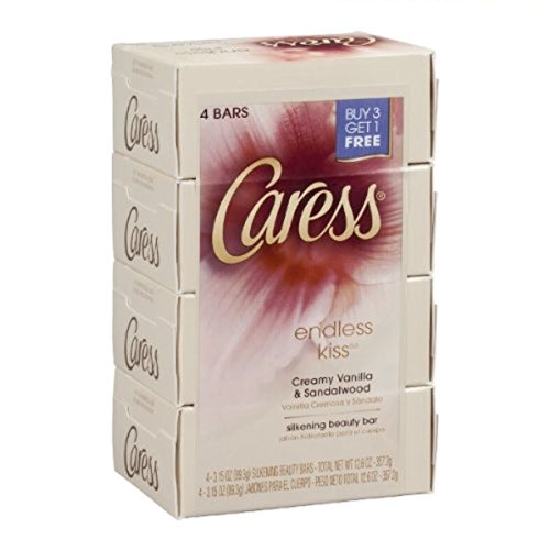 Caress Endless Kiss Creamy Vanilla & Sandalwood Beauty Soap Bar - 4 pack