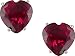 10k White Gold 1 Carat Created Heart Ruby Solitaire Earrings