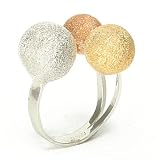 Triple Ball Stardust Multi Color Ladies Sterling Silver Cocktail Ring