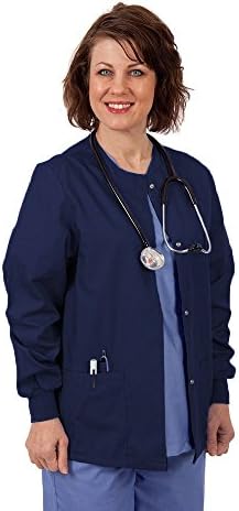 Allstar Uniforms Women's Round Neck Scrub Jacket Small Navy