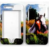 Green Grassland with White Horse Mare with Brown Colt Animal Design Snap-On Cover Hard Case Cell Phone Protector for Apple iPhone 3G