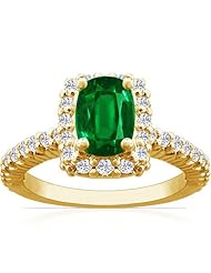 18K Yellow Gold Cushion Cut Emerald Ring With Sidestones (GIA Certificate)