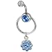 pug18  - Belly Navel Rings Dangling Blue Crystal Flower Hoop