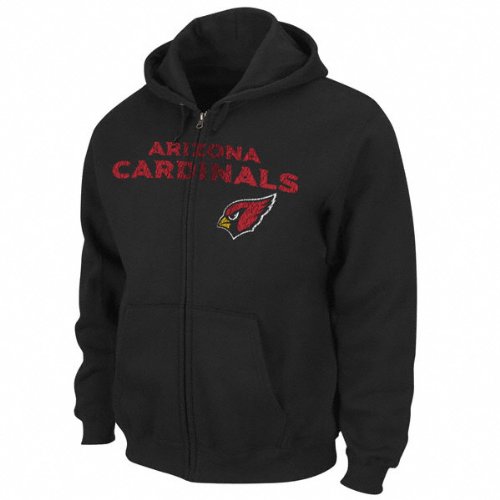 NFL Arizona Cardinals Touchbck III Full Zip Jacket Adult Long Sleeved Fullzip Hooded Fleece, Black, XX-Large