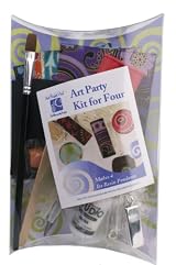 Art Night Out Party Kit for 4 People Makes 4 Rectangle Resin Pendants in Silver Plate