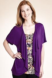 Scoop Neck Waterfall Mock Layer Jersey Cardigan