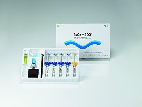 EsCom100 Kit Light Cured Restorative Nano-Hybrid Dental Composite Resin 5 x 4g Syuringes