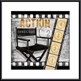Action by Conrad Knutsen 20.00X20.00 Framed with Black Metal Frame