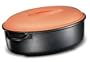 Berndes 15x9x4-in. Nonstick Terra Cotta Roaster with Lid.