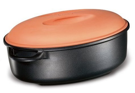 Berndes 696968 Terra Cotta Nonstick Roaster with Lid 15x9x4-in.