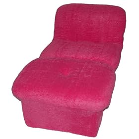 Fun Furnishings Cloud Chair and Ottoman, Hot Pink Fun Fur by Fun Furnishings