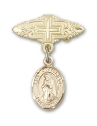 Gold Filled Baby Badge with St. Juan Diego Charm and Badge Pin with Cross