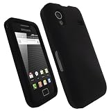 iGadgitz Black Silicone Skin Case Cover for Samsung Galaxy Ace S5830 Android Smartphone Mobile Phone + Screen Protector