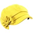 Ribbon Bow Newsboy Gatsby Driver Cabbie Cap Hat Mustard