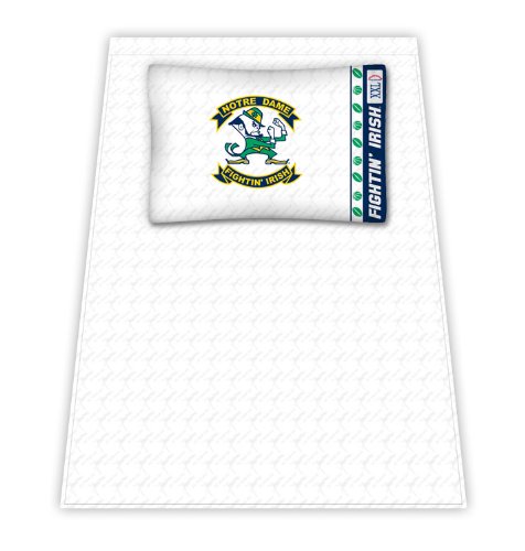 Best Quality Micro Fiber Sheet Set - Notre Dame Fighting Irish NCAA /Color White Size Queen