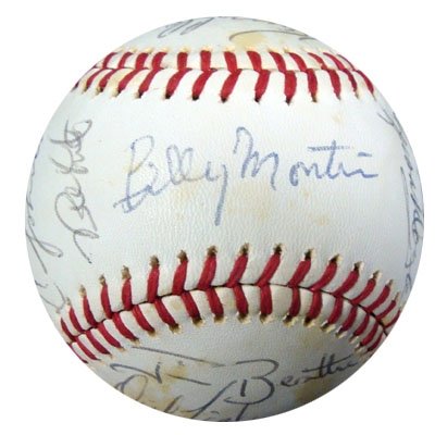 1978 NY Yankees (22 Signatures) Autographed/Hand Signed AL Baseball Thurman Munson, Jim Catfish Hunt