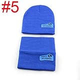 Wispun 子供用 ニット帽子&マフラー 男女兼用 防寒 幼児 子ども ベビー キッズ 赤ちゃん (深い青)