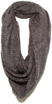 Paula Bianco Womens Frayed Infinity Scarf - Charcoal - One Size
