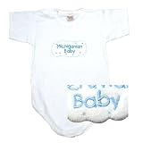 BABY BODYSUIT WHITE EMBROIDERY  LIGHT BLUE CLOUD MICHIGANIAN  MICHIGAN