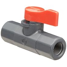 Asahi America Labcock PVC Ball Valve, Inline, Unibody, Lever, 1/4" NPT Female