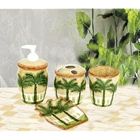 Palm Tree Tropical Bath Set Bathroom Accessories Decor