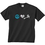 Peace Love Crew Girl (Stick Figure) Short Sleeve Rowing T-Shirt (Design on Front)